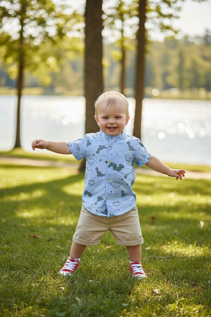 Kids Dinosaur Print T-Shirt & Shorts Set