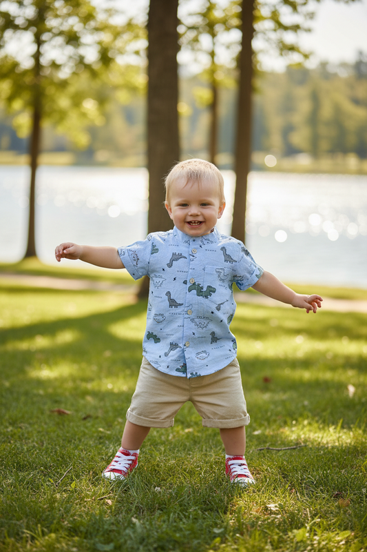 Kids Dinosaur Print T-Shirt & Shorts Set