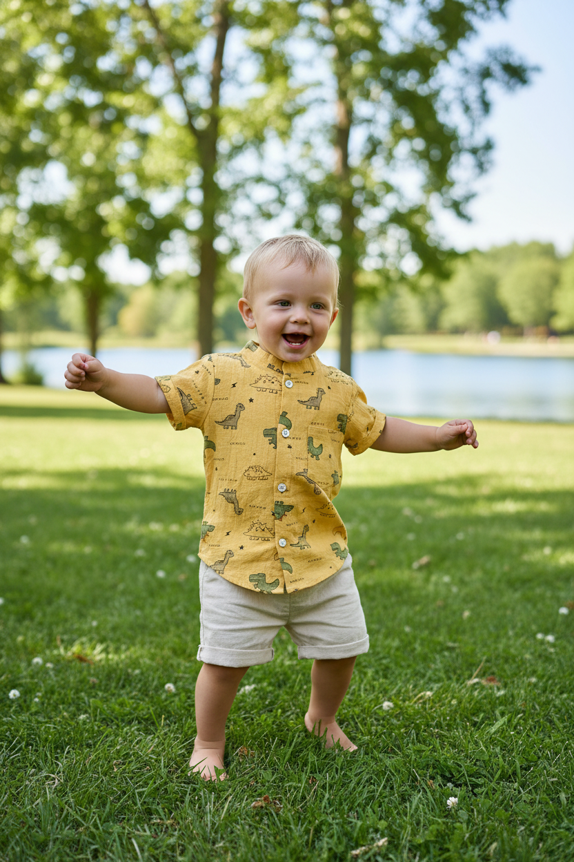 Kids Dinosaur Print T-Shirt & Shorts Set