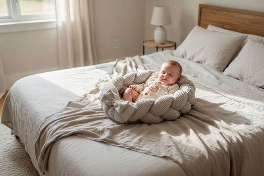 Baby Nest With Braided Bumper - Ecru