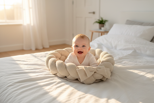 Baby Nest With Braided Bumper - Vanilla