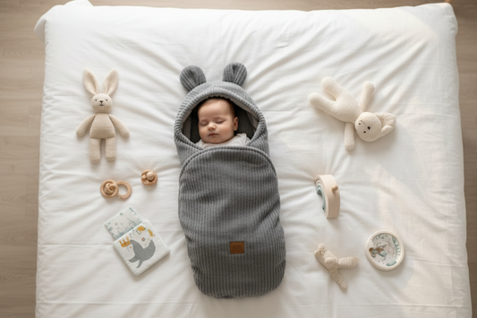 Swaddle with Bear Ears – Grey