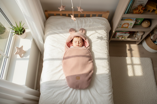 Swaddle with Bear Ears – Powder Pink