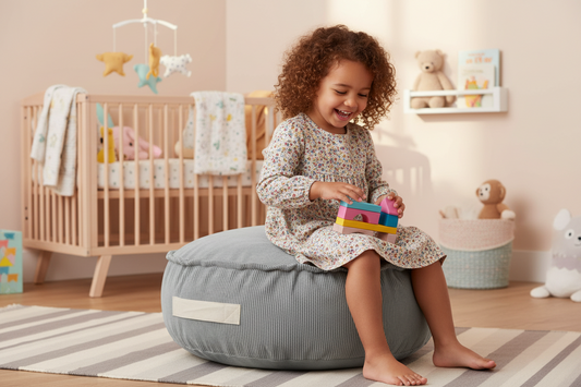 Corduroy Pouf – Designer Seating for Children - Grey