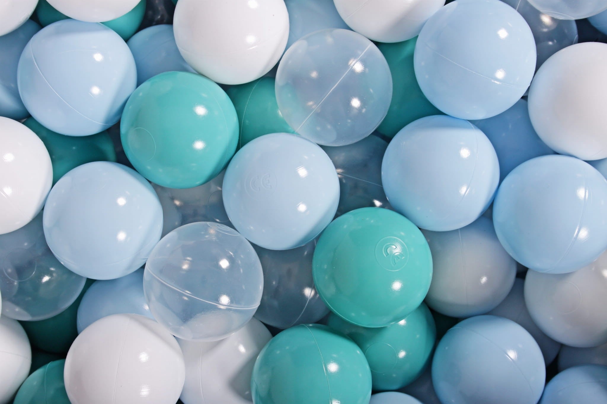Ball Pit Balls 200pcs - Blue/Turquoise/Transparent/White