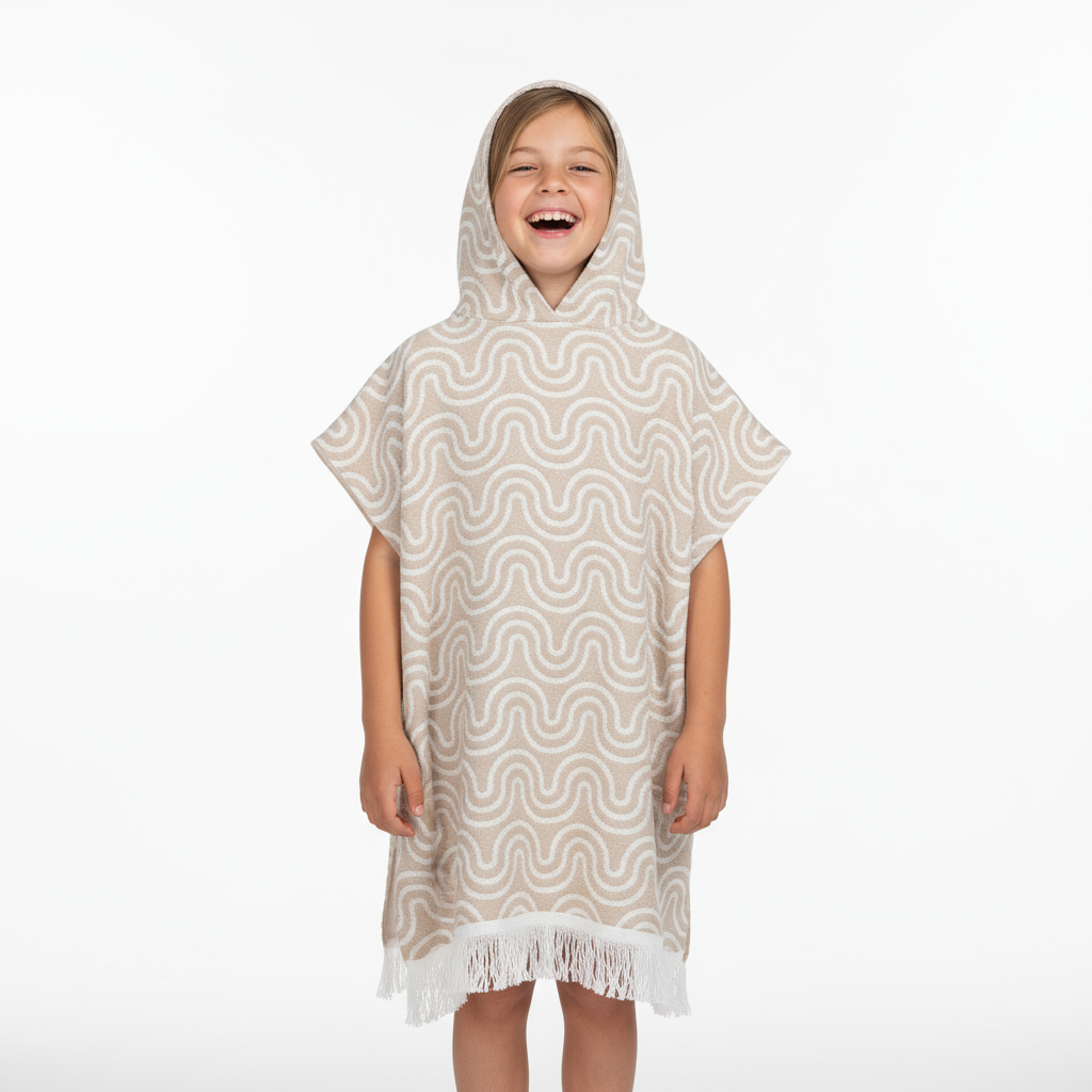 Bamboo Kids Bath Poncho - Sand