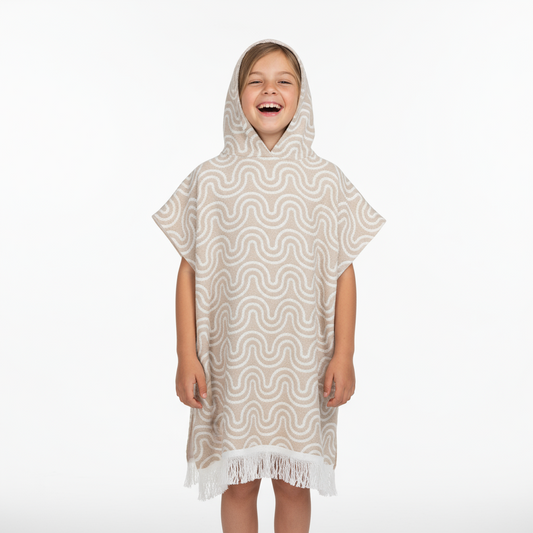 Bamboo Kids Bath Poncho - Sand