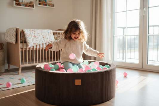 Ball Pit With 200 Blue/Pink Balls - Aesthetic Brown