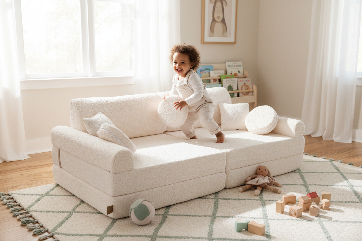 Large Modular Sofa for Kids - Premium Boucle, White