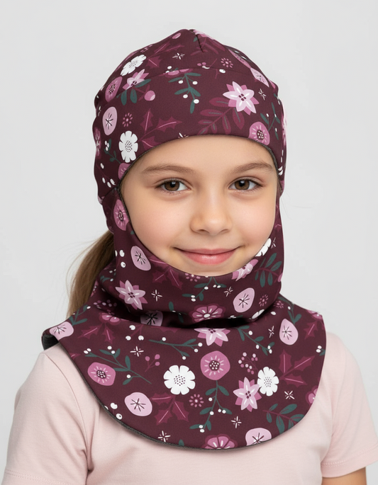 Merino Balaclava For Kids BREM - Winter Flowers