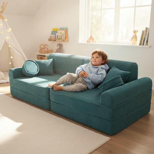 Large Modular Sofa for Kids - Premium Corduroy Turquise