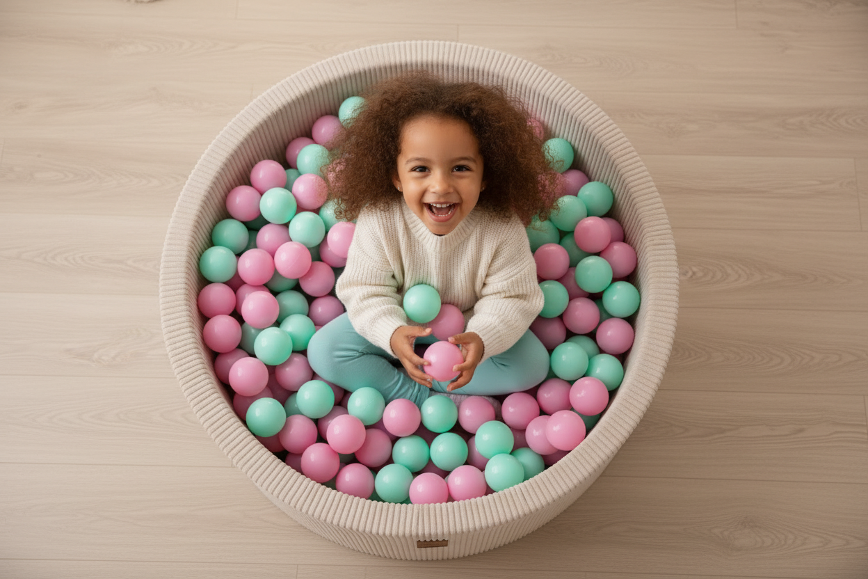 Ball Pit with 200 Pink and Mint balls - Velvet Ecru