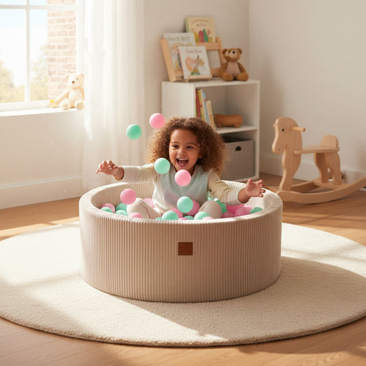 Ball Pit with 200 Pink and Mint balls - Velvet Ecru