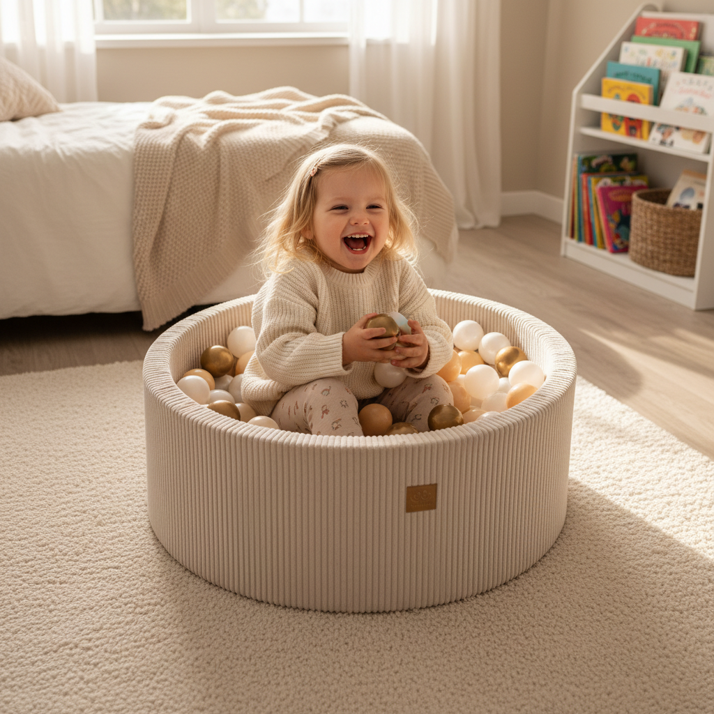 Ball Pit with 200 colorful balls - Velvet Ecru