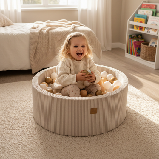 Ball Pit with 200 colorful balls - Velvet Ecru