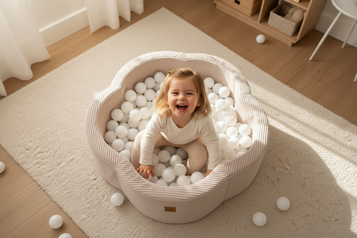 Foam Baby Ball Pit (without balls) - Aesthetic Ecru Flower