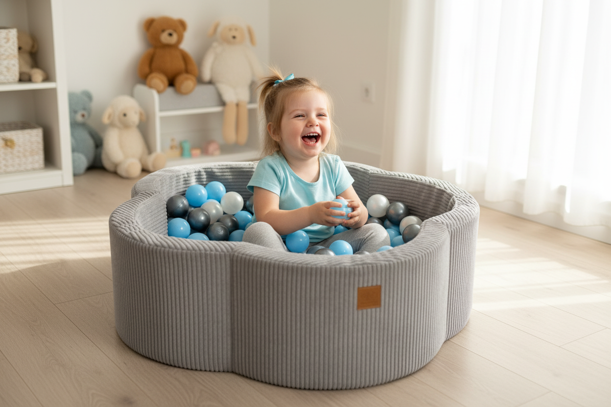 Foam Baby Ball Pit (without balls) - Aesthetic Grey Flower