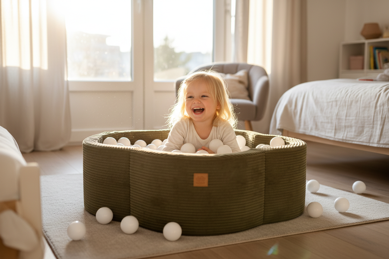 Foam Baby Ball Pit (without balls) - Aesthetic Khaki Flower