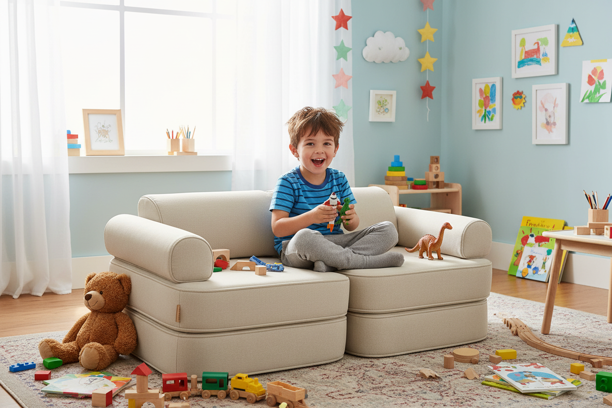 Outzy Pocket Sofa For Children - Oat Blush Beige