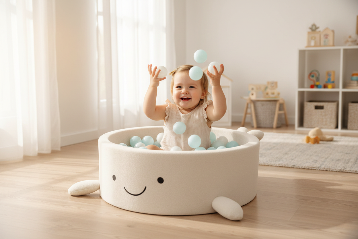 Foam Baby Ball Pit (without balls) - Whale Boucle