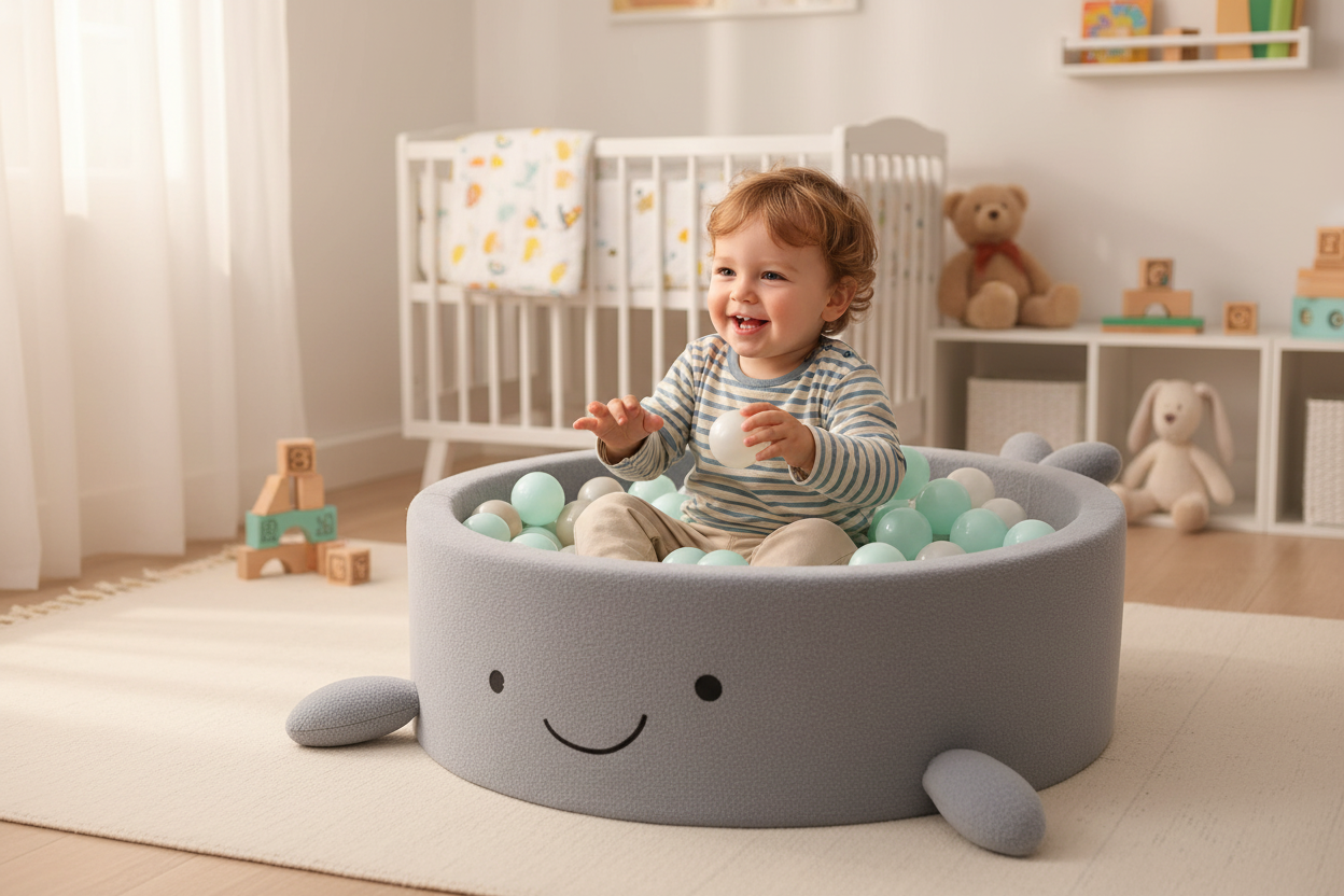 Foam Baby Ball Pit (without balls) - Whale Boucle