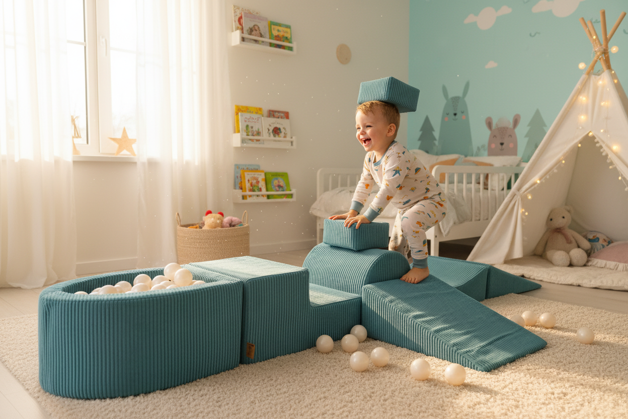 Playset with Small Ball Pit - Turquoise & White Pearl