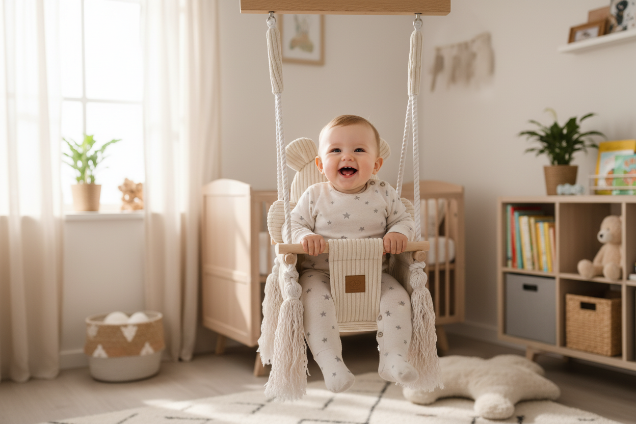 Baby Swing with ears- Ecru