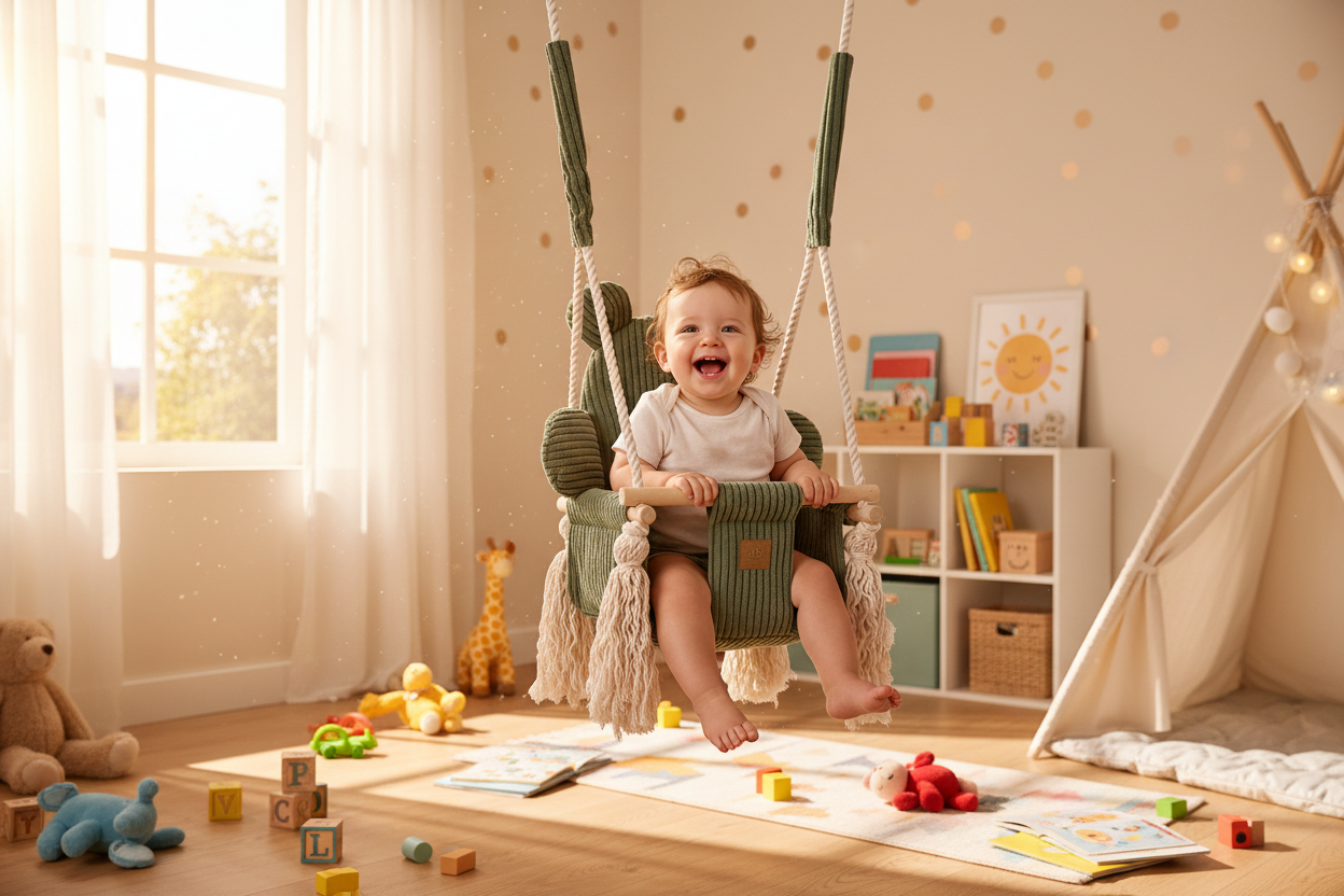 Baby Swing with ears - Olive Green
