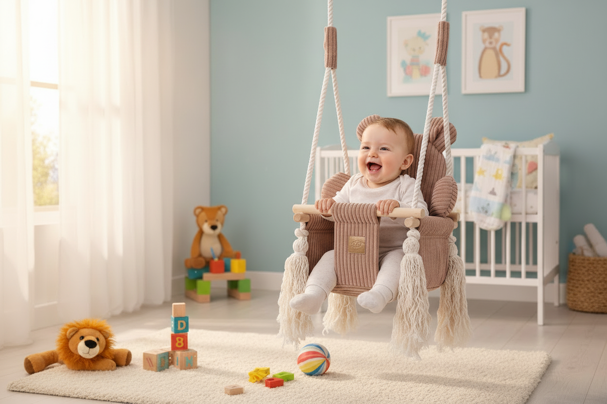 Baby Swing with ears - Pink Powder