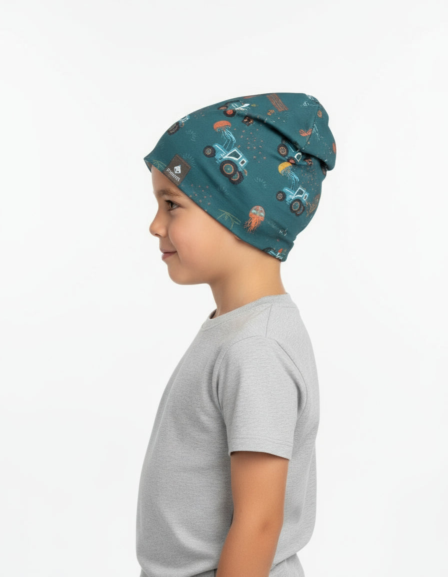 Kids Merino Hat Beanie For Autumn And Spring METTE - Tractors