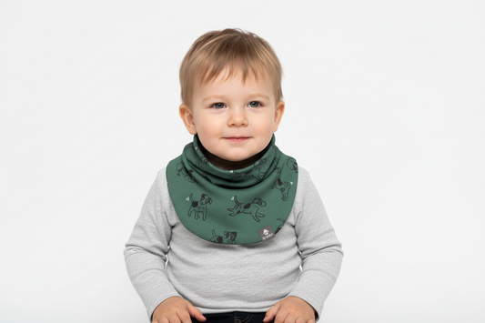 Kids Merino Neck Warmer MIKEL - Green Dogs