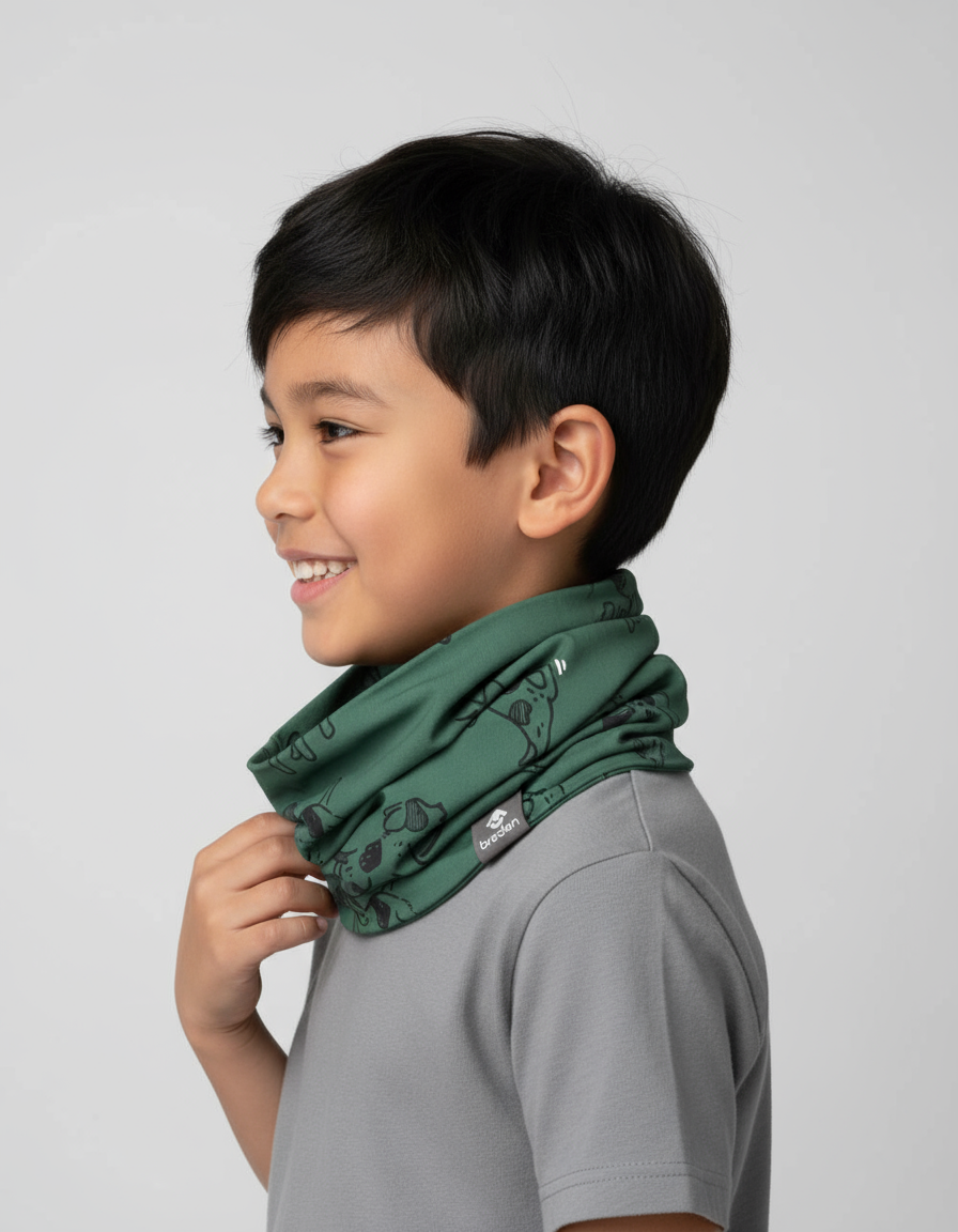 Kids Neck Tube For Autumn And Spring TOBIAS - Green Dogs