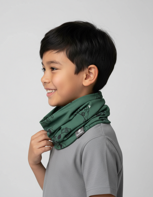 Kids Neck Tube For Autumn And Spring TOBIAS - Green Dogs