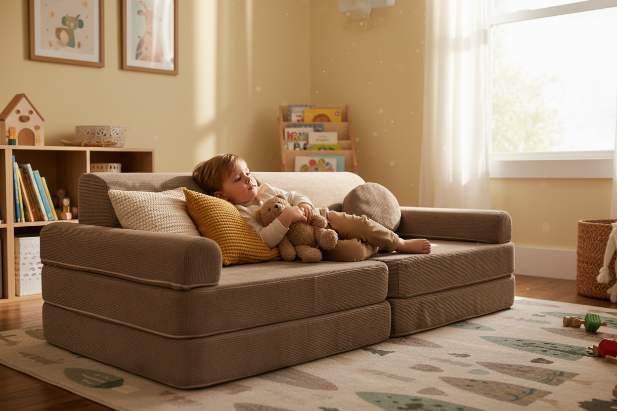 Large Modular Sofa for Kids - Slimcord Corduroy Brown