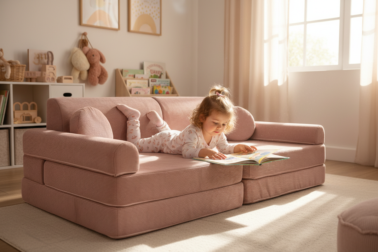 Large Modular Sofa for Kids - Slimcord Corduroy Pink
