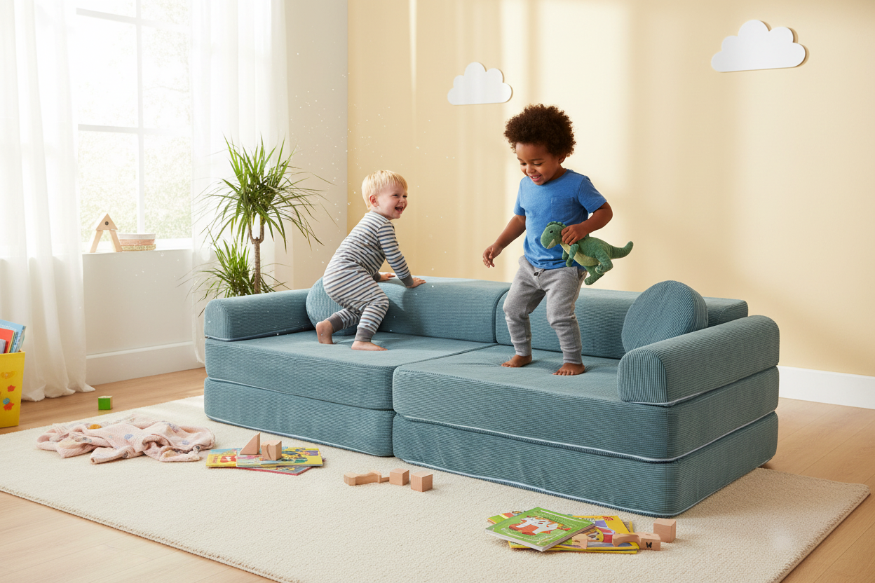 Large Modular Sofa for Kids - Slimcord Corduroy Turquise