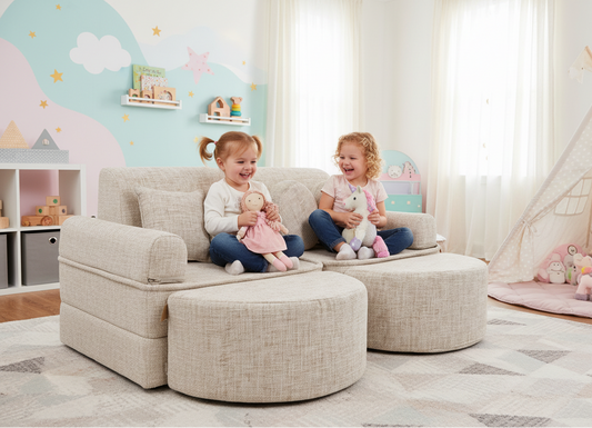 Medium Modular Sofa for Kids - Tangle Marshmallow Beige Plus