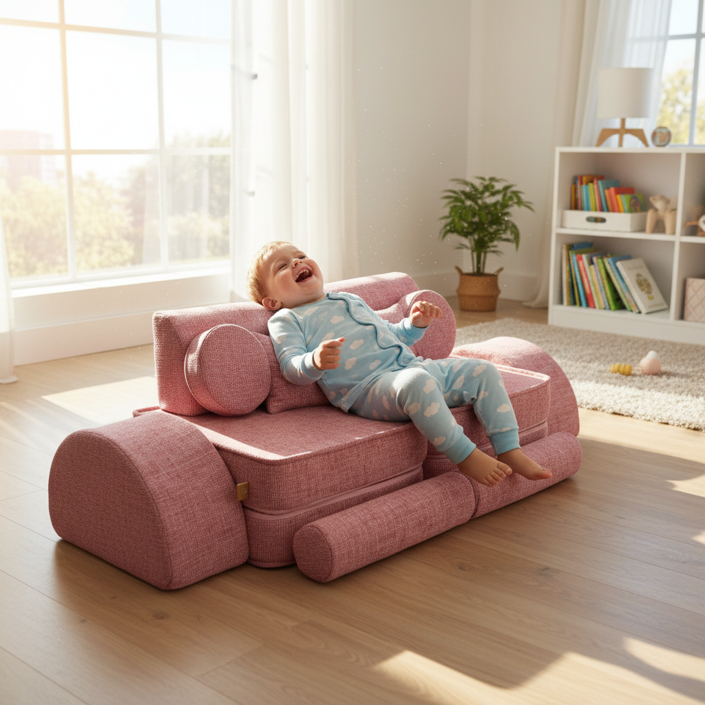 Medium Modular Sofa for Kids - Tangle Bubblegum Pink Plus