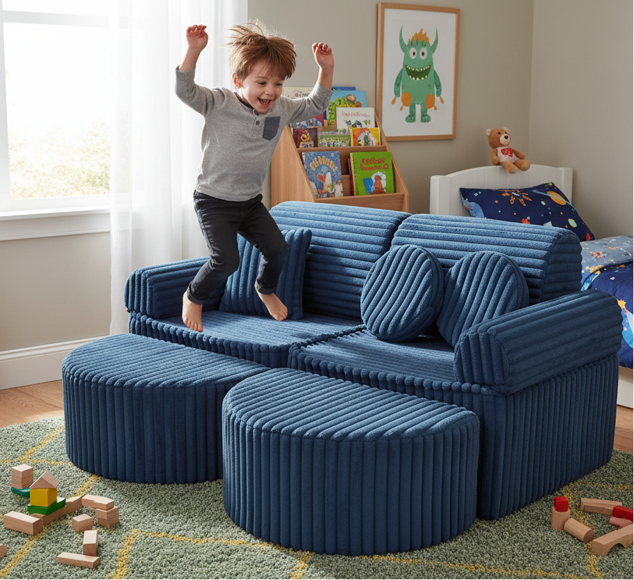 Medium Modular Sofa for Kids - Churros Blue Plus