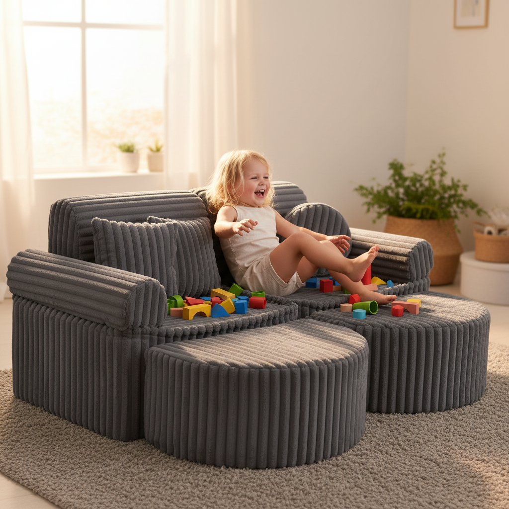 Medium Modular Sofa for Kids - Churros Jurassic Grey Plus