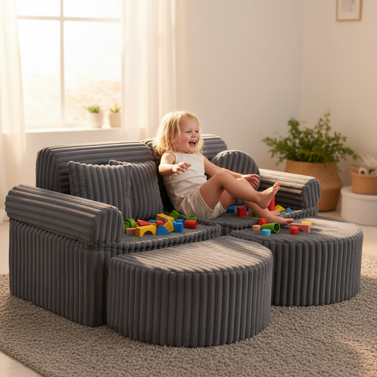 Medium Modular Sofa for Kids - Churros Jurassic Grey Plus