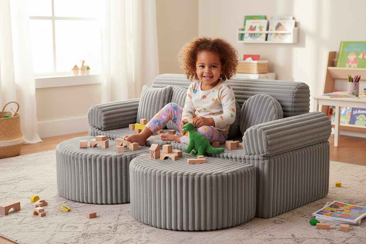 Medium Modular Sofa for Kids - Churros Moon Grey Plus