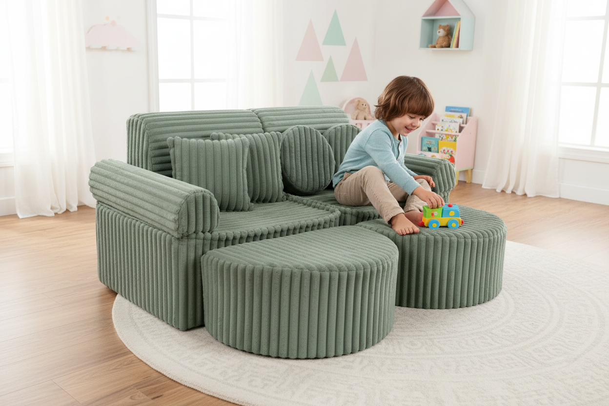 Medium Modular Sofa for Kids - Churros Sage Green Plus