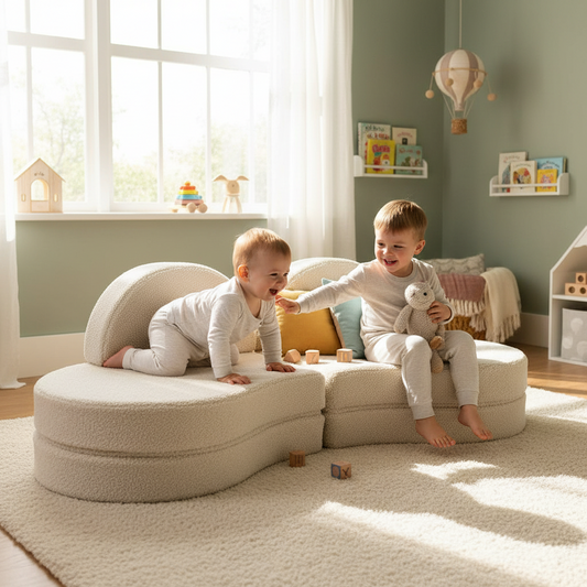 MeowBaby Modular Sofa Coccolo for Kids – 6 Piece, Bearly Cream