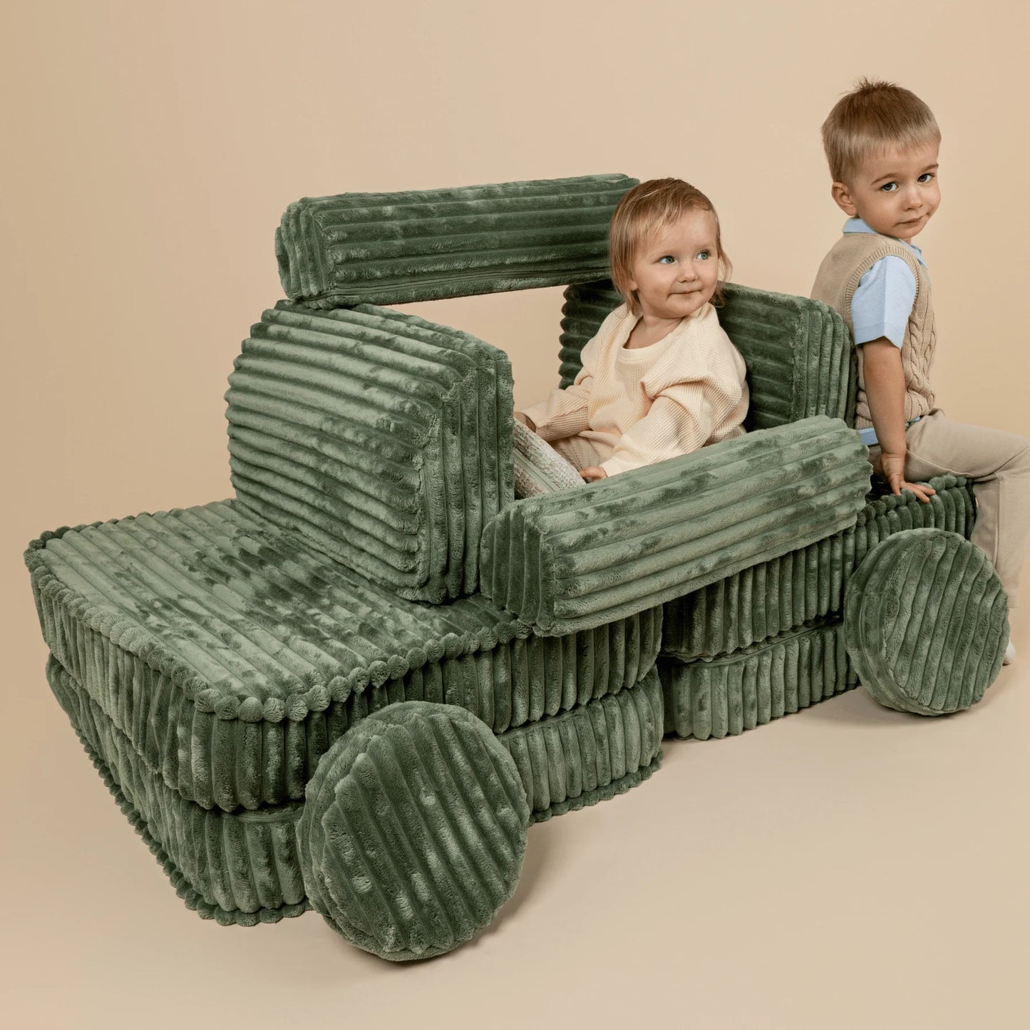 Medium Modular Sofa for Kids - Churros Sage Green Plus