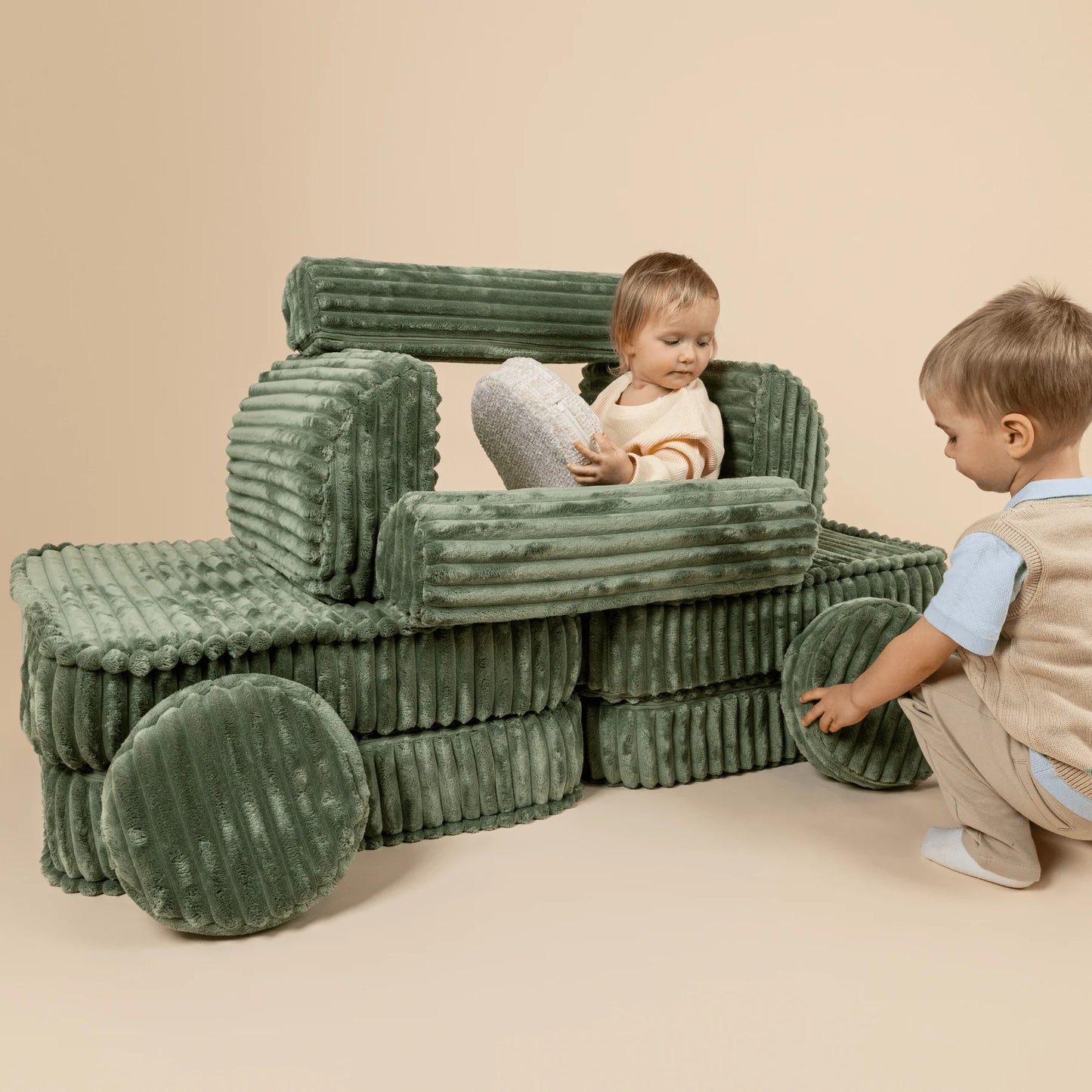 Medium Modular Sofa for Kids - Churros Sage Green Plus