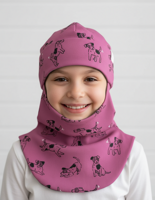 Merino Balaclava For Kids BREM - Pink Dogs