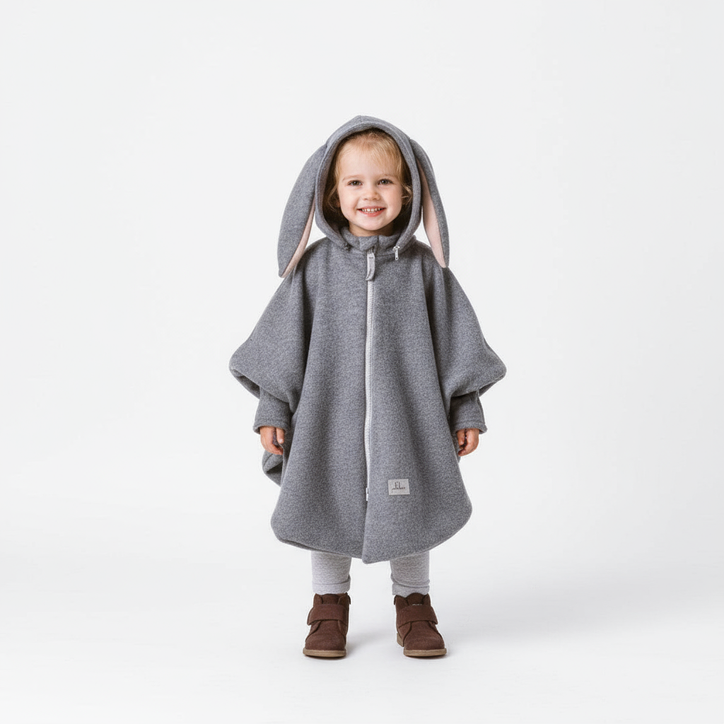 Merino Wool Car Poncho For Kids - Bunny
