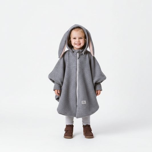 Merino Wool Car Poncho For Kids - Bunny