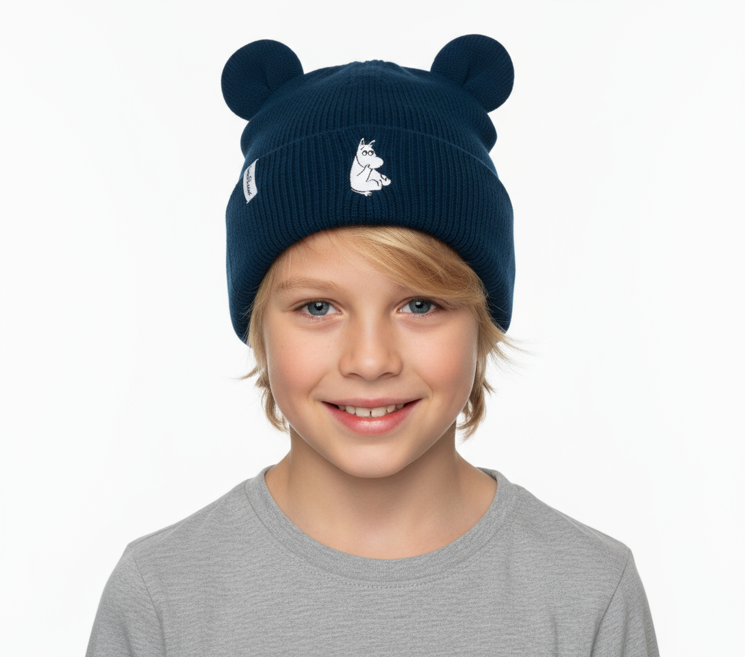 Winter Hat With Ears for Kids - Navy